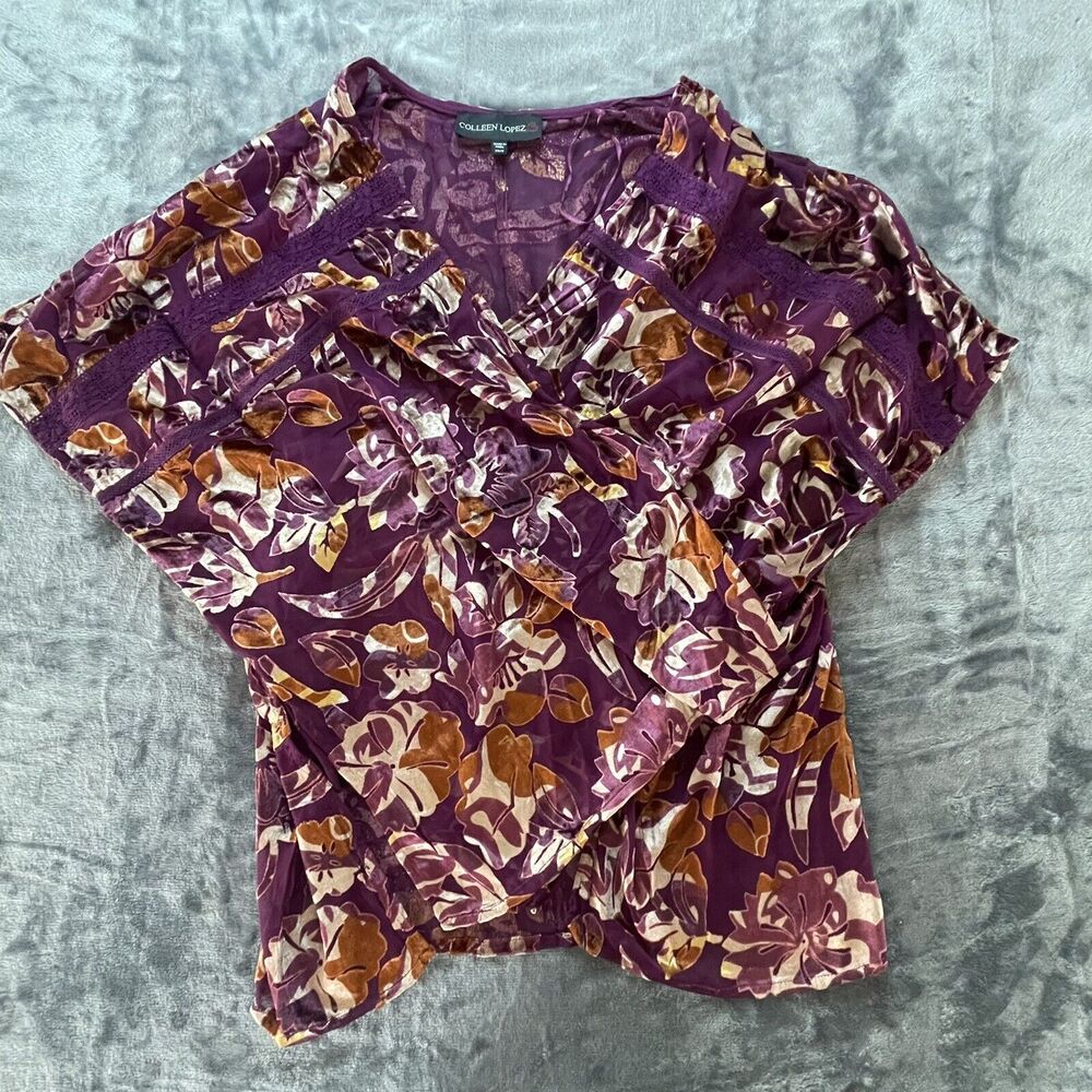 Colleen Lopez Wrapβ Womens Small XS Open Front Coverup Floral Boho Retro